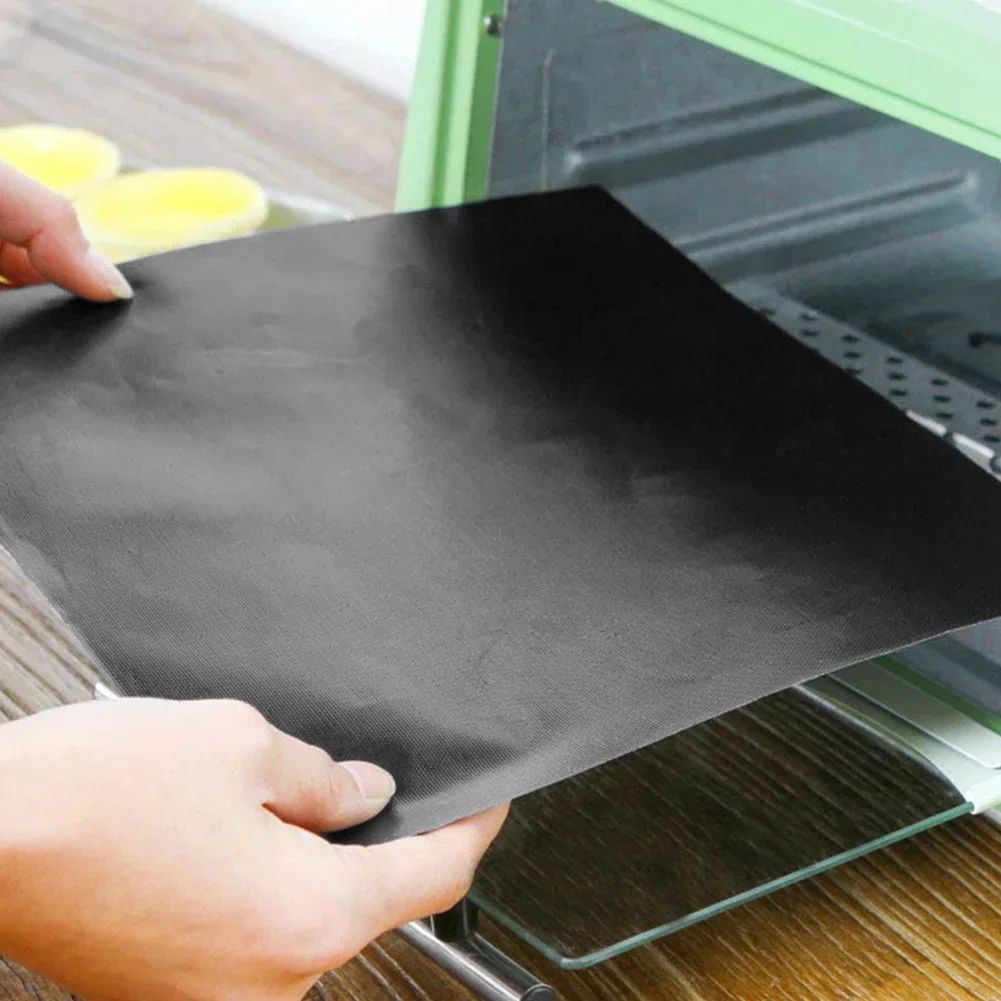Outdoor Barbecue Mat Boxed Black BBQ Grill Mat Barbecue Baking Non Stick Pad Reusable Cooking Plate Party Mat Tools Accessorie