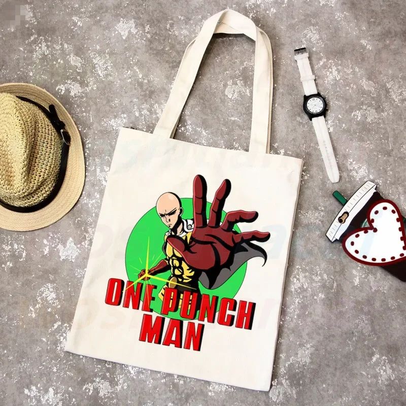 One Punch Man Shopping Bag Grocery Shopper Anime Genos Saitama Sensei Shopping Jute Bag Cotton Bag Jute