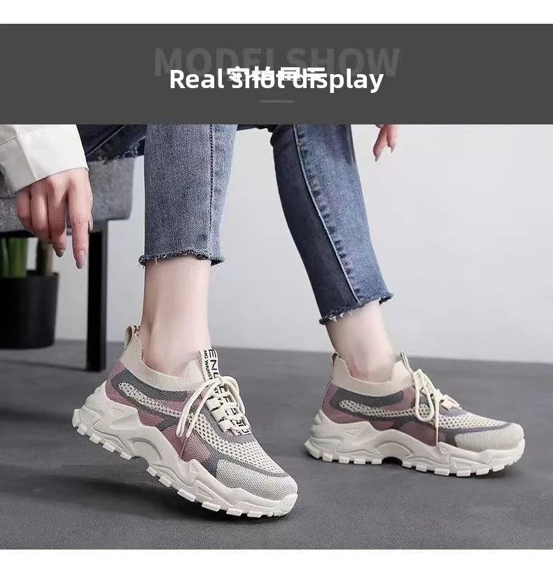 2026 New Women's Dad shoes Breathable Me Running shoes Faionable Casual Sports Sneakers Flat Bot round Toe Plastic Sole