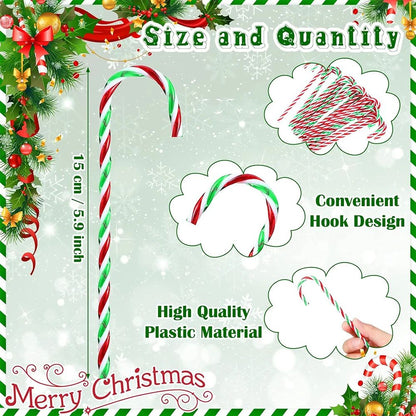 20pcs Christmas Candy Canes Acrylic Xmas Tree Hanging Crutch Pendant New Year  Party Home Decoration Ornaments Gifts