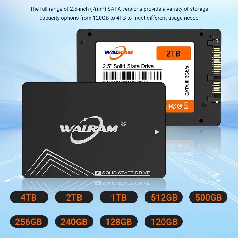 SSD Walram 2.5 SATA 3 120GB 128GB 240GB 256GB Disco Rígido 1TB 512GB 480GB SATA3 Unidade de Estado Sólido 1 TB HDD Para Notebook PC Desktop