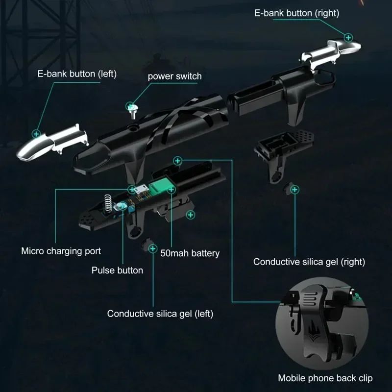 G5 Mobile Game Controller for PUBG Gaming Trigger Shooter Aim Fire ABS Key Button Gamepad Joystick for IPhone Android Smartphone