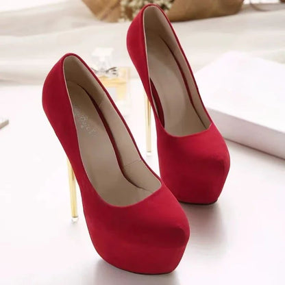 Fashionable Round Toe Shallow Mouth New Super High Heels Summer Sexy Elegant Banquet Wedding Stiletto Women's Shoes NO:601