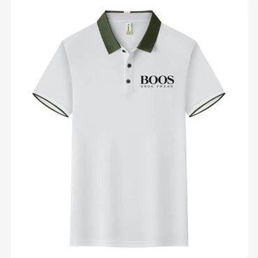 Men's New Embroidered Business Casual Short Sleeved Polo Shirt, Fashionable Short Sleeved Comfortable Breathable Top