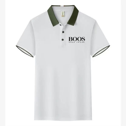 Men's New Embroidered Business Casual Short Sleeved Polo Shirt, Fashionable Short Sleeved Comfortable Breathable Top