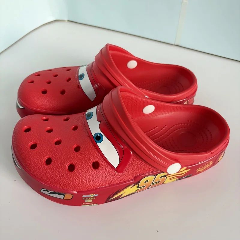 Disney Mcqueens Pixar Desenho Animado Chinelos Sólidos Impermeáveis Sandálias ao Ar Livre Casuais Respiráveis com Tira no Tornozelo Sapatos de Eva Presente
