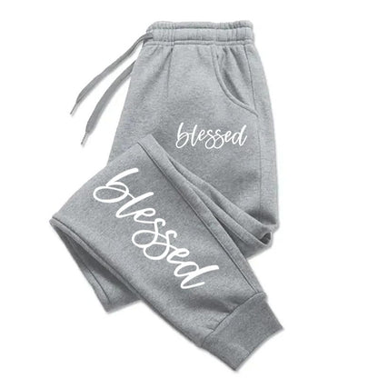 Autumn Woman Man Casual Loose Sweatpants Letter Printed Fitness Pocket Drawstring Sport Pants Fleece Warm Jogging Sportswear
