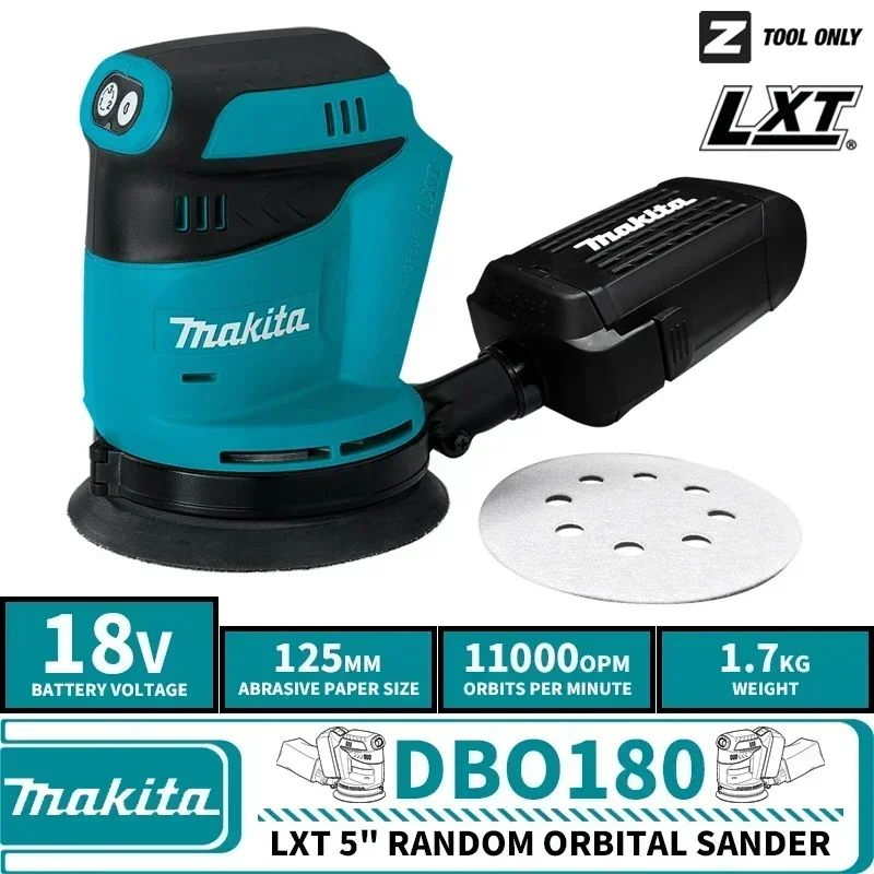Lixadeira Roto-Orbital a Bateria Makita DBO180Z 18V Sem Escovas para Marcenaria Lixamento Polimento de Massa Ferramenta Sem Bateria