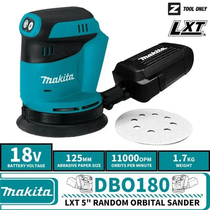 Lixadeira Roto-Orbital a Bateria Makita DBO180Z 18V Sem Escovas para Marcenaria Lixamento Polimento de Massa Ferramenta Sem Bateria