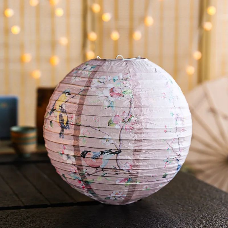 12Inch Printed Flower Round Chinese Paper Lanterns Birthday Wedding Decor Craft DIY Festival Lantern Party Supplies