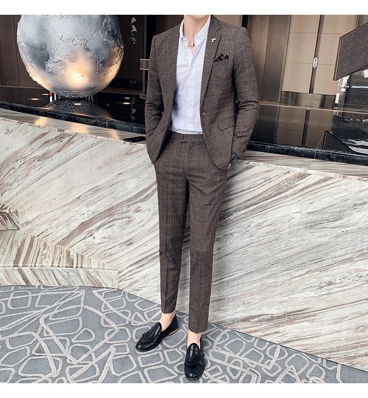 Blazer Plus Size 7XL Men's Blazer Fashion Business Italian Style Linen Leisure Wedding for Office Workers Assembling A Blazer