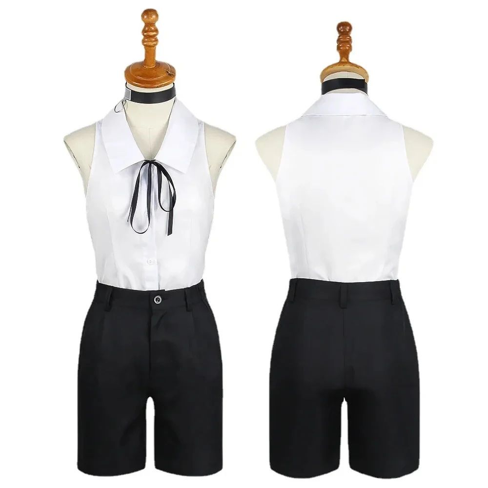 Reze Cosplay Anime Chainsaw Man Reze Cosplay Costume Wig Uniform Shirt Tie Shorts Wig Halloween Costumes for Women Girls Adult