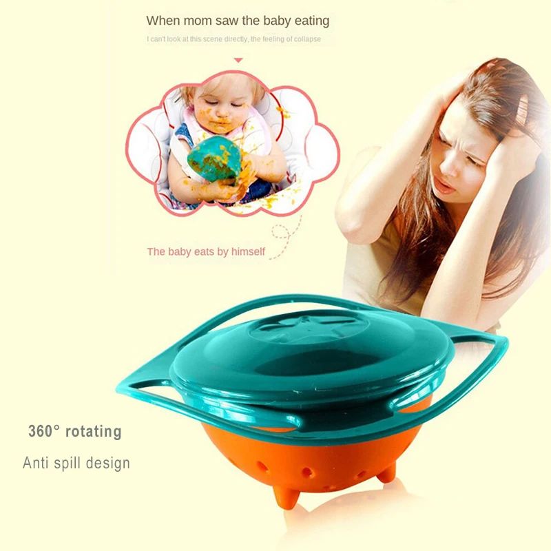 360 Degree Rotating Anti Overflow Feeding Tray Baby Training Rotating Balance Toy Children's Rotating Balance Bowl