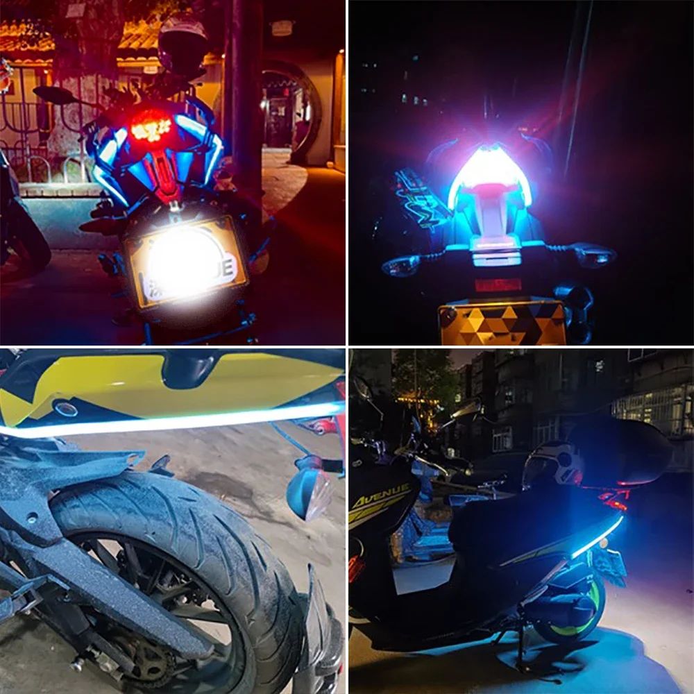 Kit Luz de Atmosfera para Moto com 2 Peças LED RGB, Controle via APP, Fita Neon Flexível e Impermeável para Carro, Moto, Lâmpada Decorativa 12V