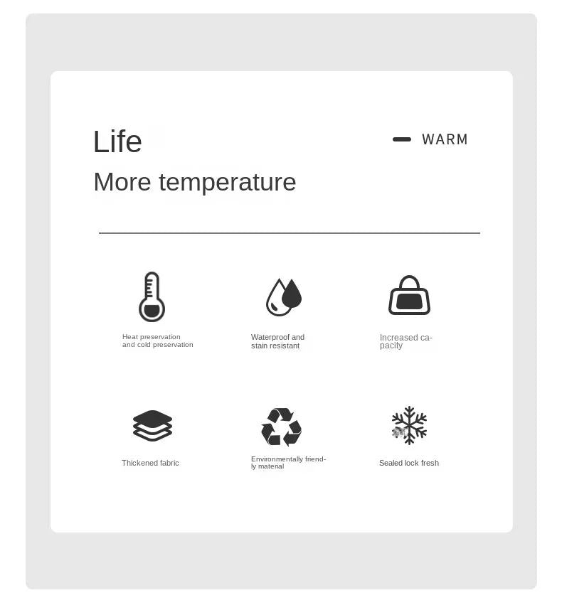 Large Capacity Lunch Bag Thermal Insulation Thickened Waterproof Bags Portable With Handle Crossbody Bag Waterproof Oxford Cloth