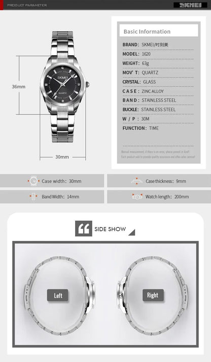 SKMEI1620  For Women Thin Lady Hour Ladies reloj mujer Fashion Simple Quartz Women Watch Japan Movement Luxury Quartz Watches