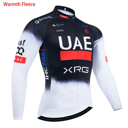 Winter 2025 UAE New Cycling Jacket Maillot Men Women MTB Ropa Ciclismo Thermal Fleece Road Bicycle Jersey Coat Clothing
