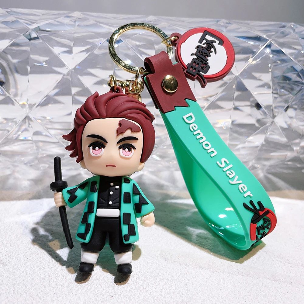 Demon Slayer keychains, anime doll car and motorcycle keychain accessories, cute character bag pendants, cartoon couple pendants