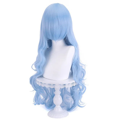 High Quality Ayanami Rei Cosplay Wig Anime EVA Long Cyan Blue Curly Synthetic Hair Heat Resistant Halloween Party Wigs