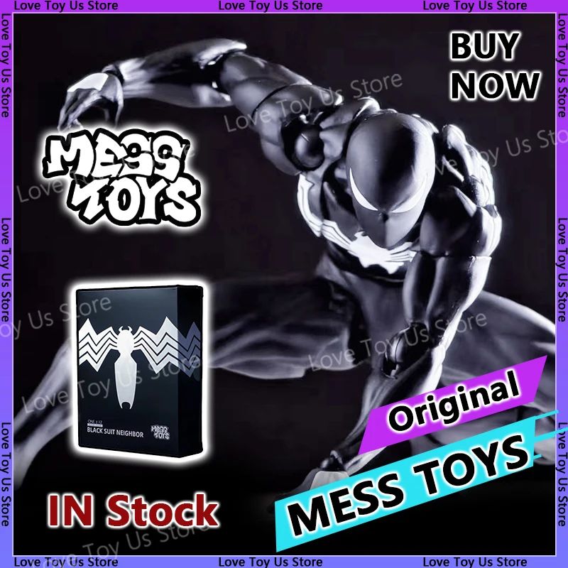 Original Mess Toys Spider Man Simbionte Spiderman Messtoys Terno Preto Vizinho Aranha Escarlate Anime Boneco de Ação Presentes Brinquedos
