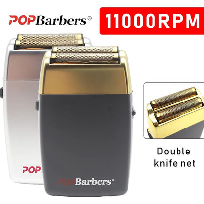 New 11000 RPM 7W Pop Barbers P620 Professional Electric Men's Beard Trimmer Double Foil Shaver Electric Shaver USB Hair Clipper