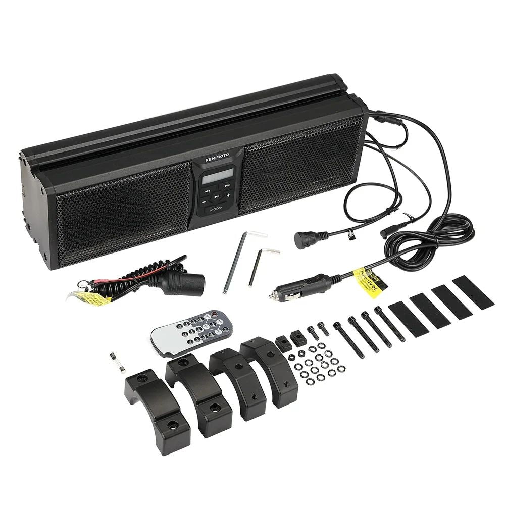 UTV 16in Speaker Metal Sound Bar IP65 Waterproof Golf Cart Sound Bar ATV Speaker Bluetooth with RGB Fits 1.25 in - 2 in Roll Bar