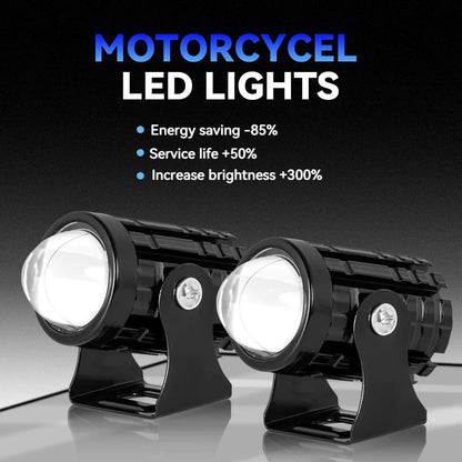 Farol LED Universal para Motocicleta Lente Projetora Duas Cores ATV Scooter Lâmpada de Condução Luz de Neblina Lâmpada Auxiliar Holofote Interruptor