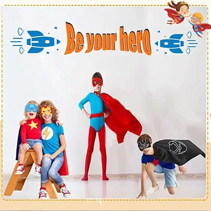 3-12Y Kids Superhero Cosplay Capes Kids Cartoon Bracelet Toys Movie Characters Costume Halloween Christmas Party Dress Up Gift