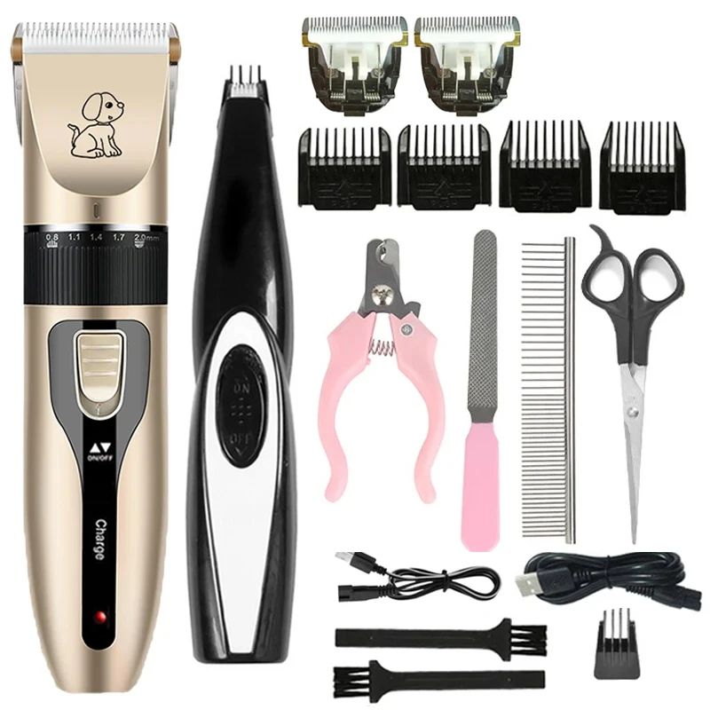 Máquina de Tosa Elétrica para Cães, Kit de Cuidados para Animais de Estimação Recarregável, Aparador de Pelos para Gatos, Cortador de Pelos, Removedor Silencioso, Máquina de Lixar Unhas