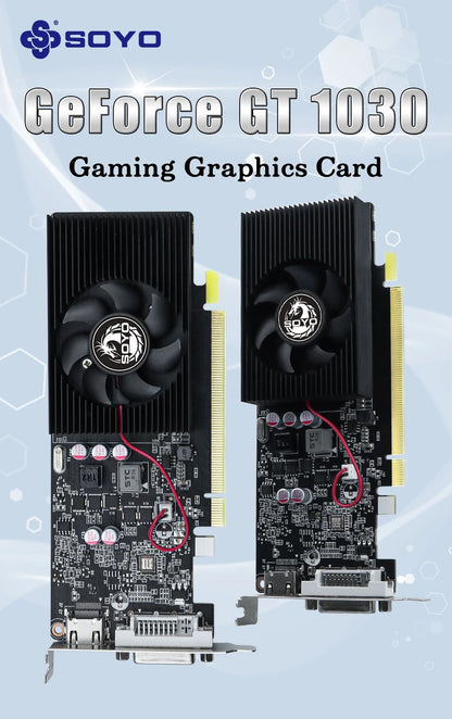 Placas de Vídeo SOYO NVIDIA GT1030 2G GDDR5 64bit Placa de Vídeo HDMI+DP+DVI Para Componentes de Computador para Jogos de Desktop GPU GT 1030