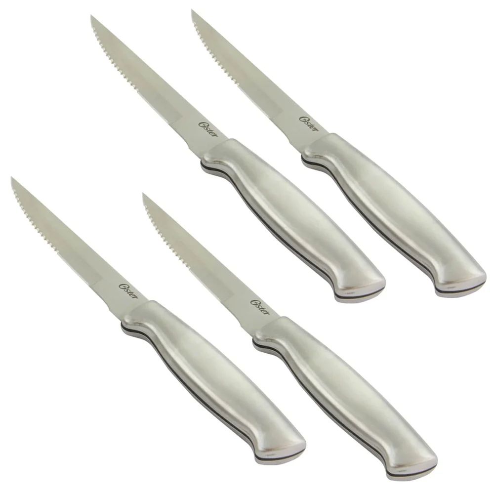 Conjunto de 4 Facas de Bife em Aço Inoxidável 4.5 Polegadas Lâminas Serrilhadas Resistente à Ferrugem Talheres de Cozinha Lavar à Mão