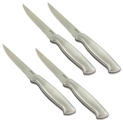 Conjunto de 4 Facas de Bife em Aço Inoxidável 4.5 Polegadas Lâminas Serrilhadas Resistente à Ferrugem Talheres de Cozinha Lavar à Mão