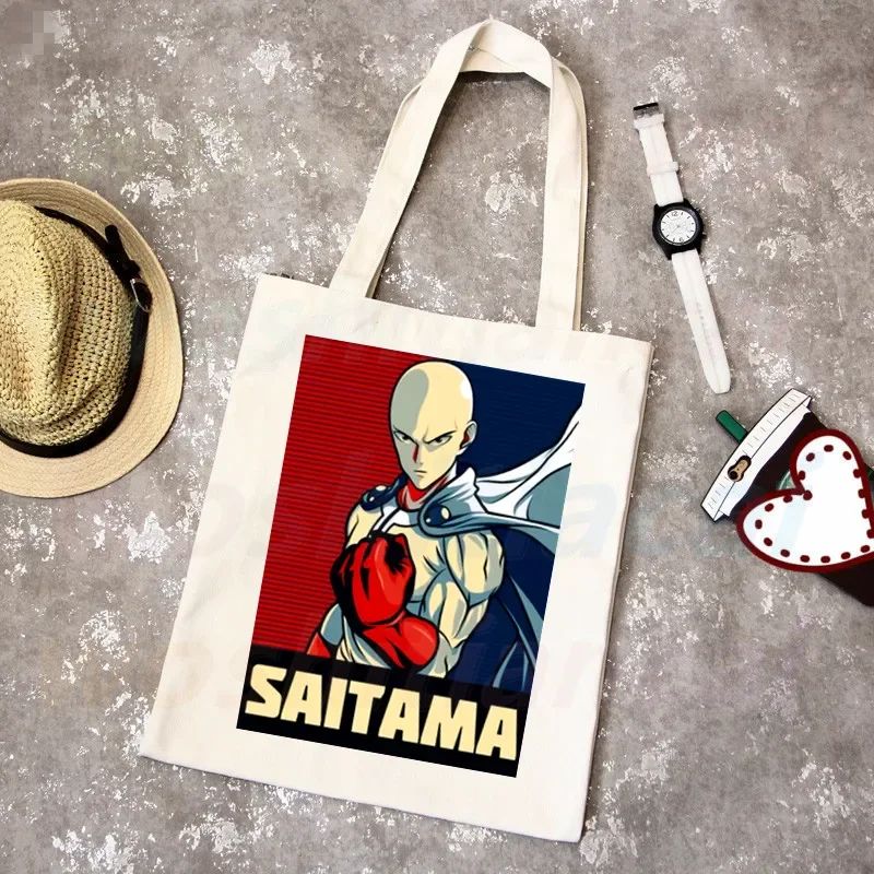 One Punch Man Shopping Bag Grocery Shopper Anime Genos Saitama Sensei Shopping Jute Bag Cotton Bag Jute