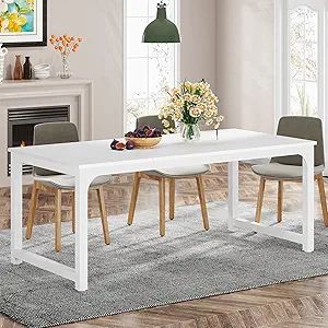71"x31.5" Dining Table, Industrial Kitchen Table for 6-8 Person, Rectangular Dinner Table for Dining Room Kitchen Living Room,
