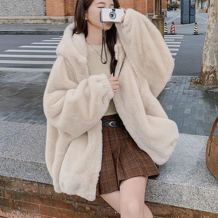 Winter New Short Fur Lined Leather Jacket Women's Hat Integrated Eco-friendly Lamb Fur Vest Women's Regular Style Coat