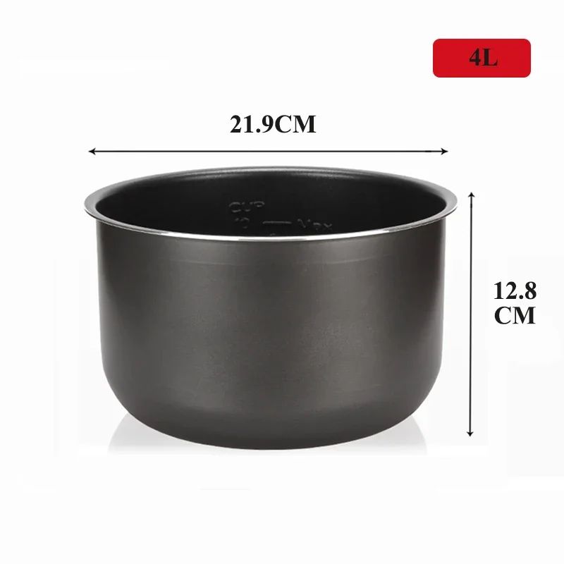 Forro para Panela de Pressão Elétrica 1.6/3/4/5/6L Panela de Arroz Antiaderente Panela Interna de Cristal Preto Acessórios Peças da Panela apenas para Midea
