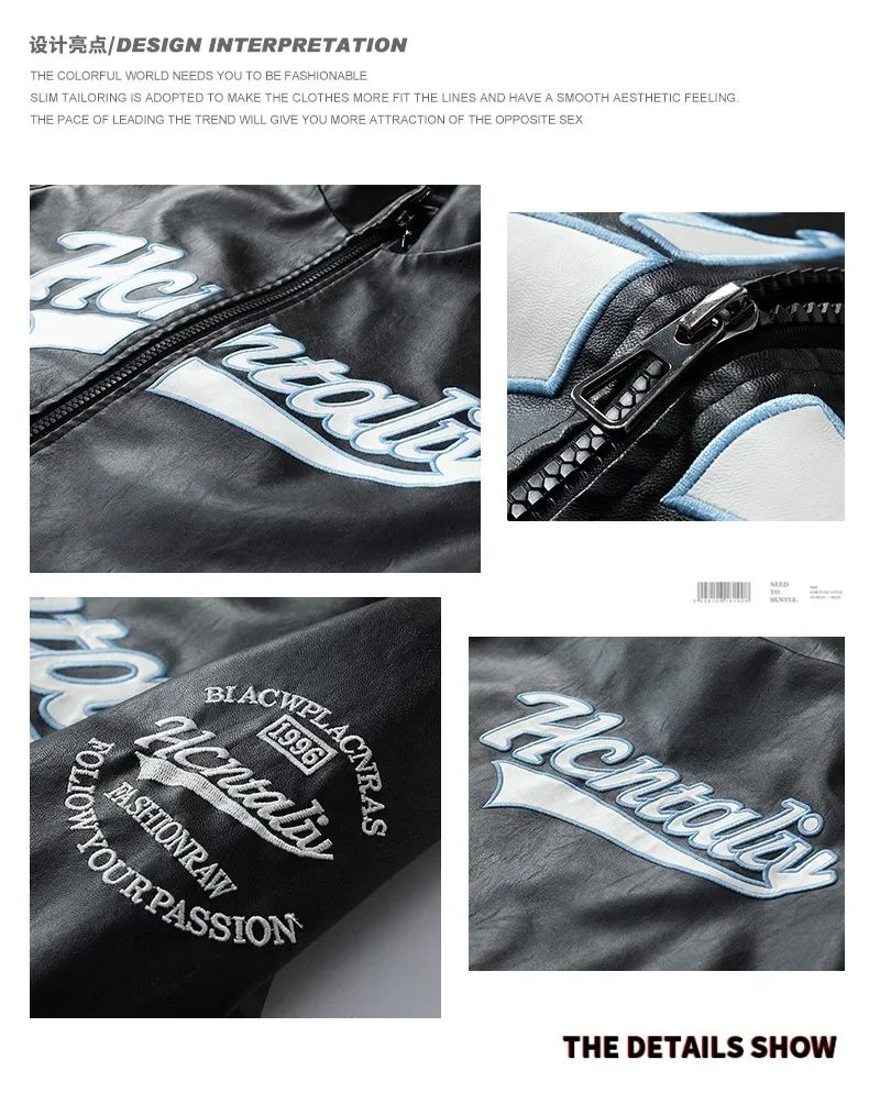 2025 New Men's Leather Jacket Spring Autumn Men Motorcycle Leather High Quality Jacket Coat Male Stand Collar Windproof Overcoat