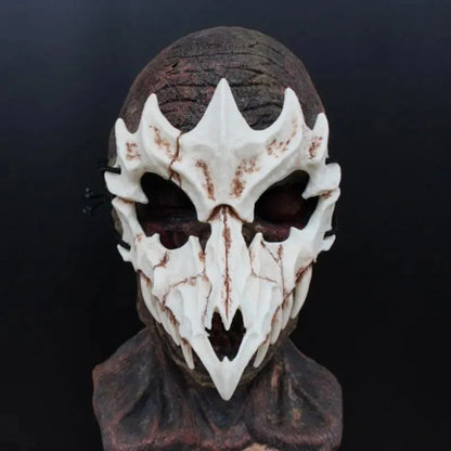 Party Skull Mask Long Teeth Demon Skeleton Half Face Mask Wolf Dragon Tiger Houjuu Nue Mask Cosplay Halloween Costume Props