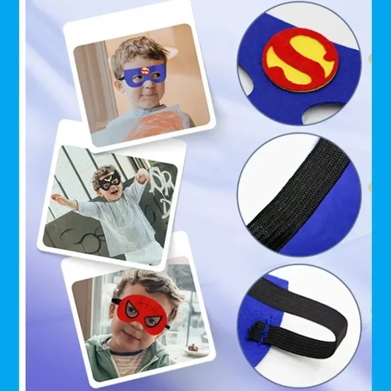 3-12Y Kids Superhero Cosplay Capes Kids Cartoon Bracelet Toys Movie Characters Costume Halloween Christmas Party Dress Up Gift