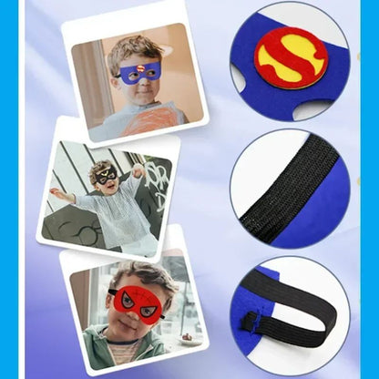 3-12Y Kids Superhero Cosplay Capes Kids Cartoon Bracelet Toys Movie Characters Costume Halloween Christmas Party Dress Up Gift
