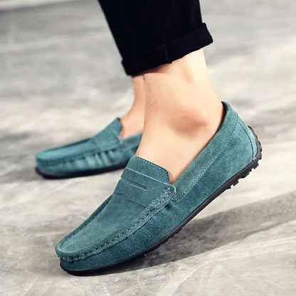 High Quality Leather Men Loafers  Slip on Mens Casual Shoes Fashion Flats Male Driving Shoes Moccasins Ten Colors Size 38-47