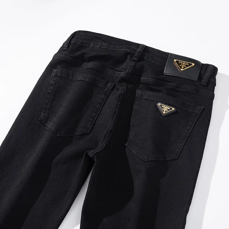 PL Pure Black High-Quality European Style Men's Jeans Slim Fit Smooths Your Silhouette Straight Leg Casual Trousers For Autumn/W