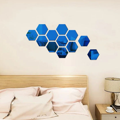3/6/12pcs 3D Hexagon Mirror Wall Sticker DIY TV Background Living Room Stickers Wall Decor Bedroom Bathroom Home Decoration