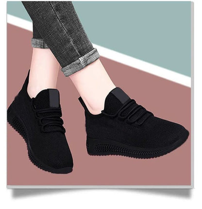 Tênis Feminino Primavera/Outono Moda Sólida Respirável Bico Redondo Casual Confortável Plataforma