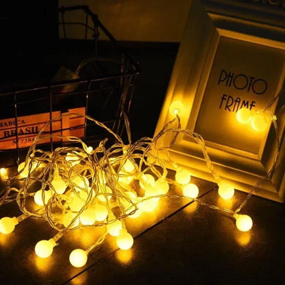 10/20/40/80/100LED Small White Ball String Lights USB/ Battery-powered Wreath Bedroom Wedding Camping Tent Christmas Decoration