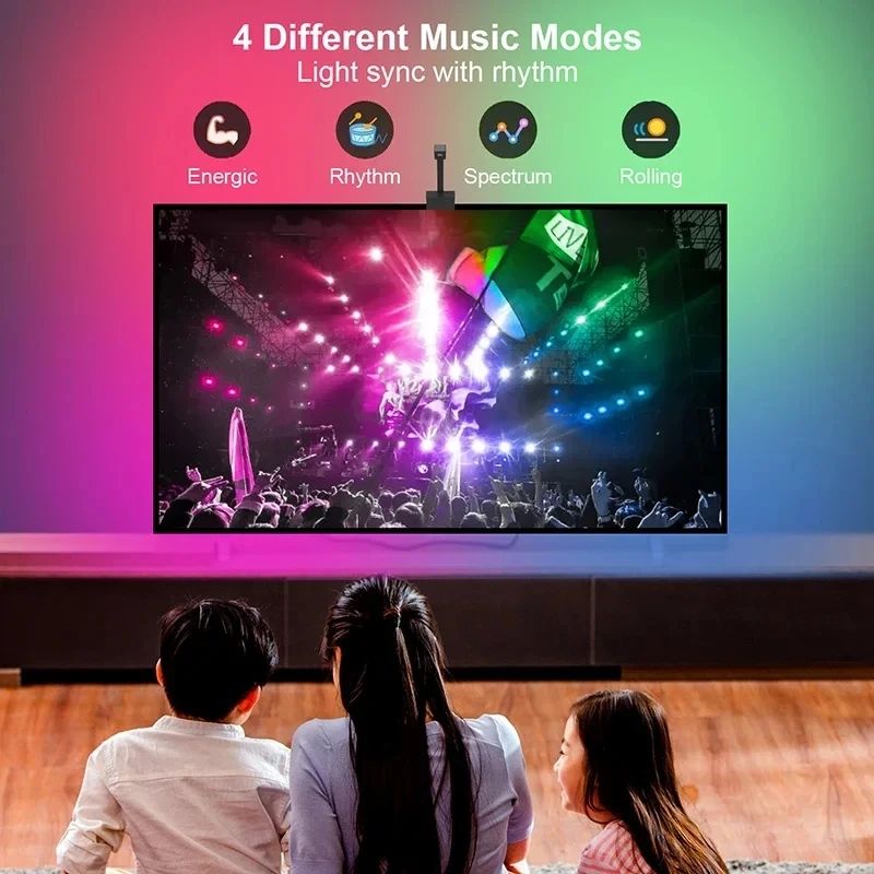 Ambilight For Tv Backlight Sync To Screen 3.8M 5M 5V Usb Rgbic Strip Led With Camera Synchronized Tv Light App Control Gaming