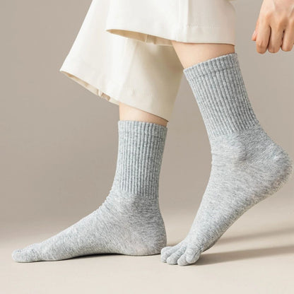 4 Pairs Women Toe Socks Five Finger Socks High Quality Cotton Autumn Spring Middle Tube Sports Socks with Separate Fingers
