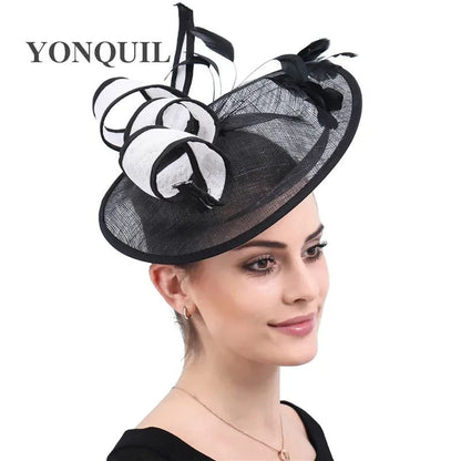 Red Kentucky Derby Fascinator Hat For Women Elegant Flower Sinamay Ladies Hats Wedding Party Cocktail Headwear Female Headbands