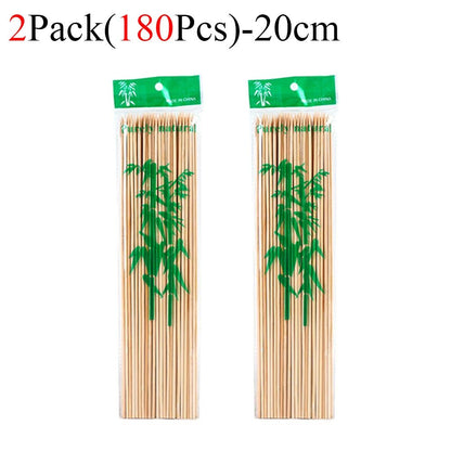 90/450pcs Bamboo Stick Food Grade Bamboo Skewer Sticks Disposable Natural Wood Long Stick Barbecue Fruit BBQ Tools 15/20/25/30cm