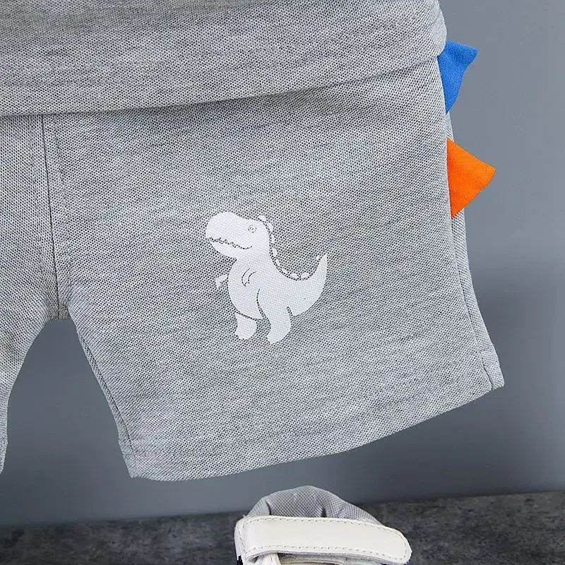 Conjuntos de Roupa Infantil de Verão para Meninos, Estampa de Dinossauro, Camisas Polo de Manga Curta + Shorts, 2 Peças/Conjunto, Roupas de Bebê